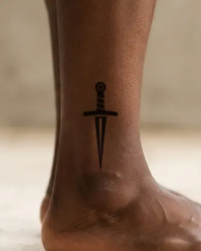 Dagger tattoo on a ankle, preview