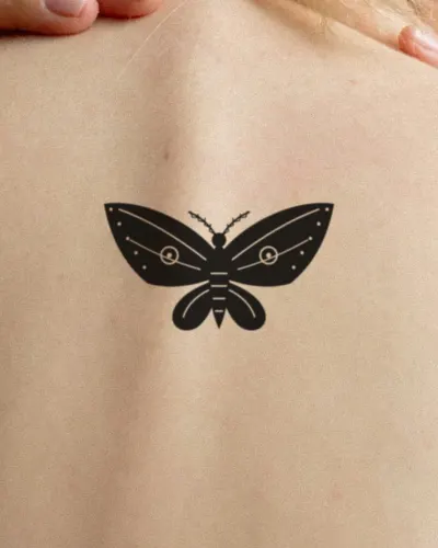 Moth tattoo on a back, preview