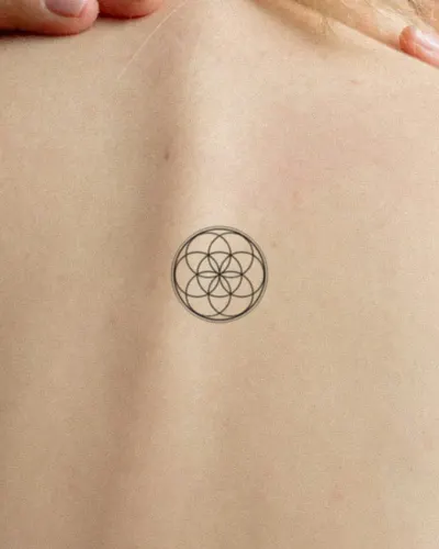 Seed of life tattoo on a back, preview