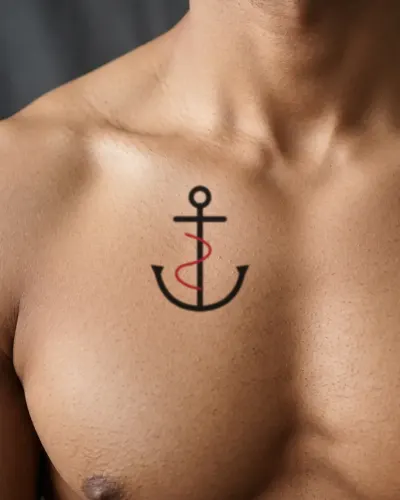 Anchor tattoo on a chest, preview