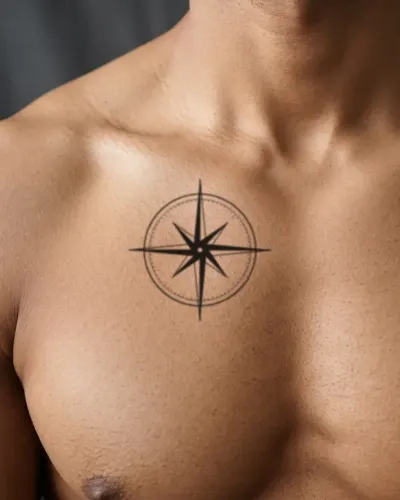 Compass rose tattoo on a chest, preview