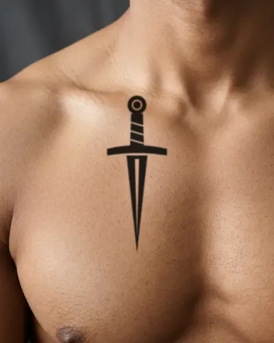 Dagger tattoo on a chest, preview