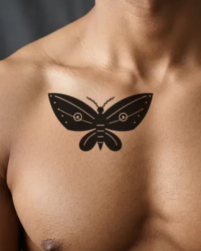 Moth tattoo on a chest, preview