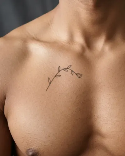 Olive branch tattoo on a chest, preview