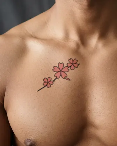 Cherry blossoms tattoo on a chest, preview