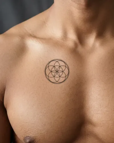 Seed of life tattoo on a chest, preview