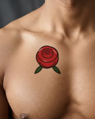 Traditional rose tattoo on a chest, preview