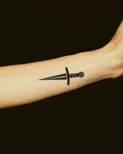 Dagger tattoo on a forearm, preview