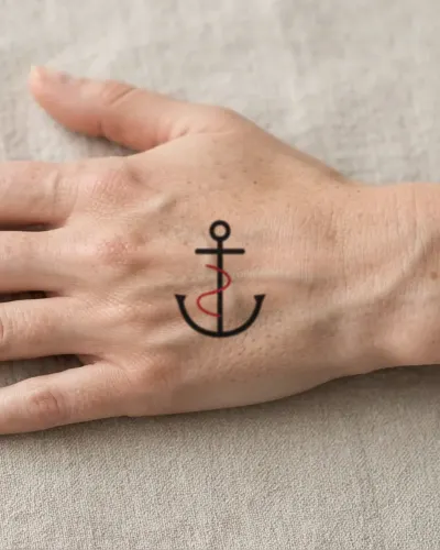 Anchor tattoo on a hand, preview