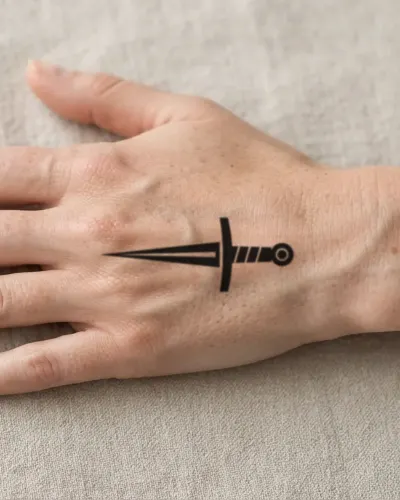 Dagger tattoo on a hand, preview