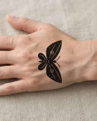 Moth tattoo on a hand, preview
