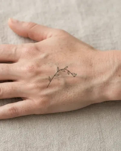 Olive branch tattoo on a hand, preview