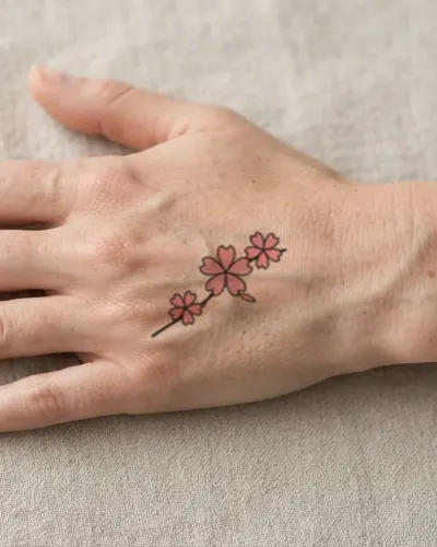 Cherry blossoms tattoo on a hand, preview