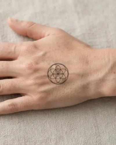 Seed of life tattoo on a hand, preview
