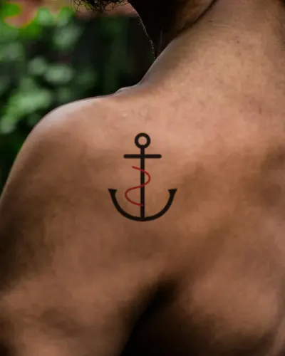 Anchor tattoo on a shoulder, preview