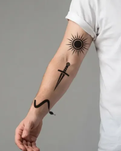 Dagger tattoo on a sleeve, preview