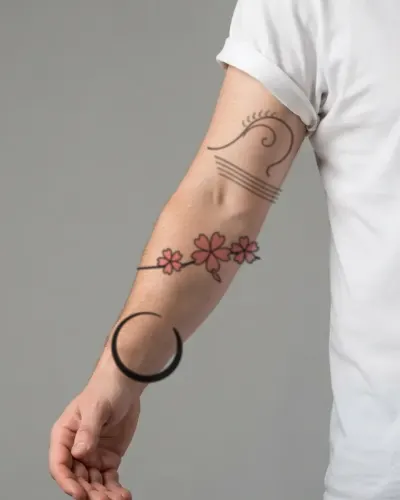 Cherry blossoms tattoo on a sleeve, preview