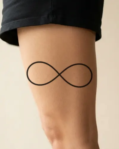 Infinity tattoo on a thigh, preview