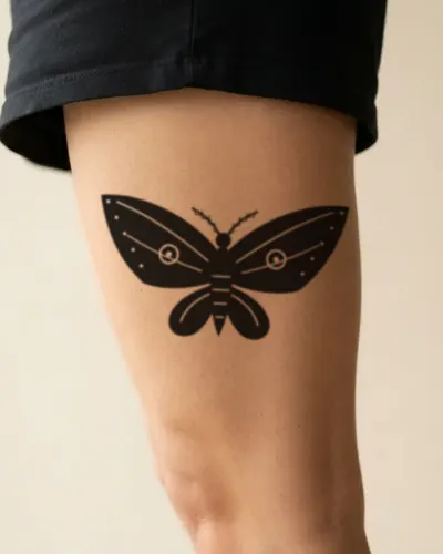 Moth tattoo on a thigh, preview