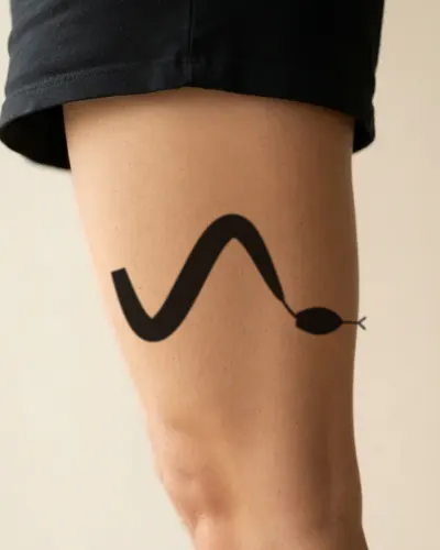 Snake tattoo on a thigh, preview