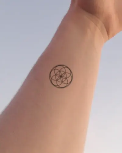 Seed of life tattoo on a wrist, preview