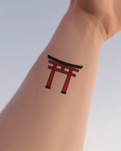 Torii gate tattoo on a wrist, preview